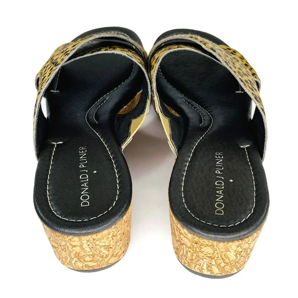 Donald J Pliner Animal Print Seva Cross Cork Sandal Wedge Size 8 - Picture 5 of 7